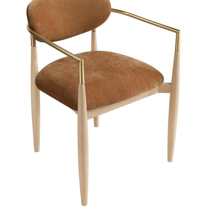 Riccio Cognac Performance Fabric Upholstered Dining Arm Chair, Set of 2