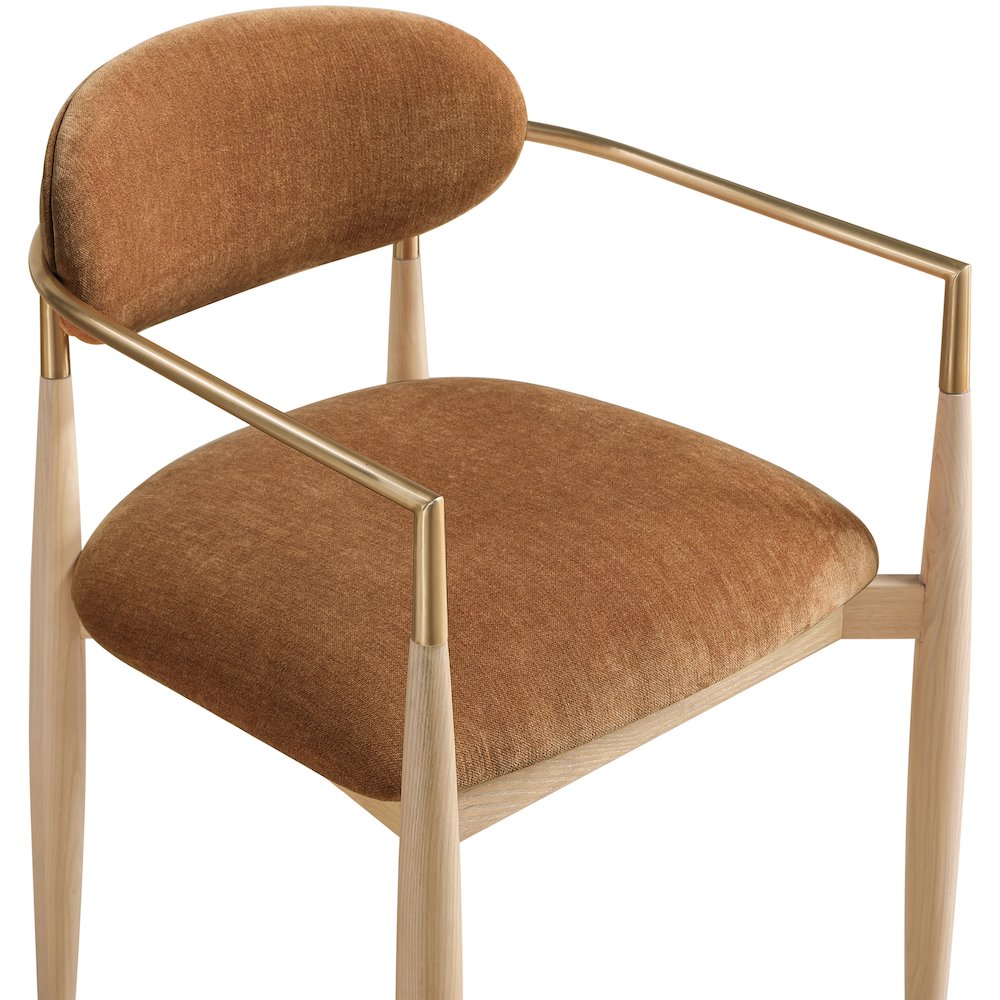 Riccio Cognac Performance Fabric Upholstered Dining Arm Chair, Set of 2