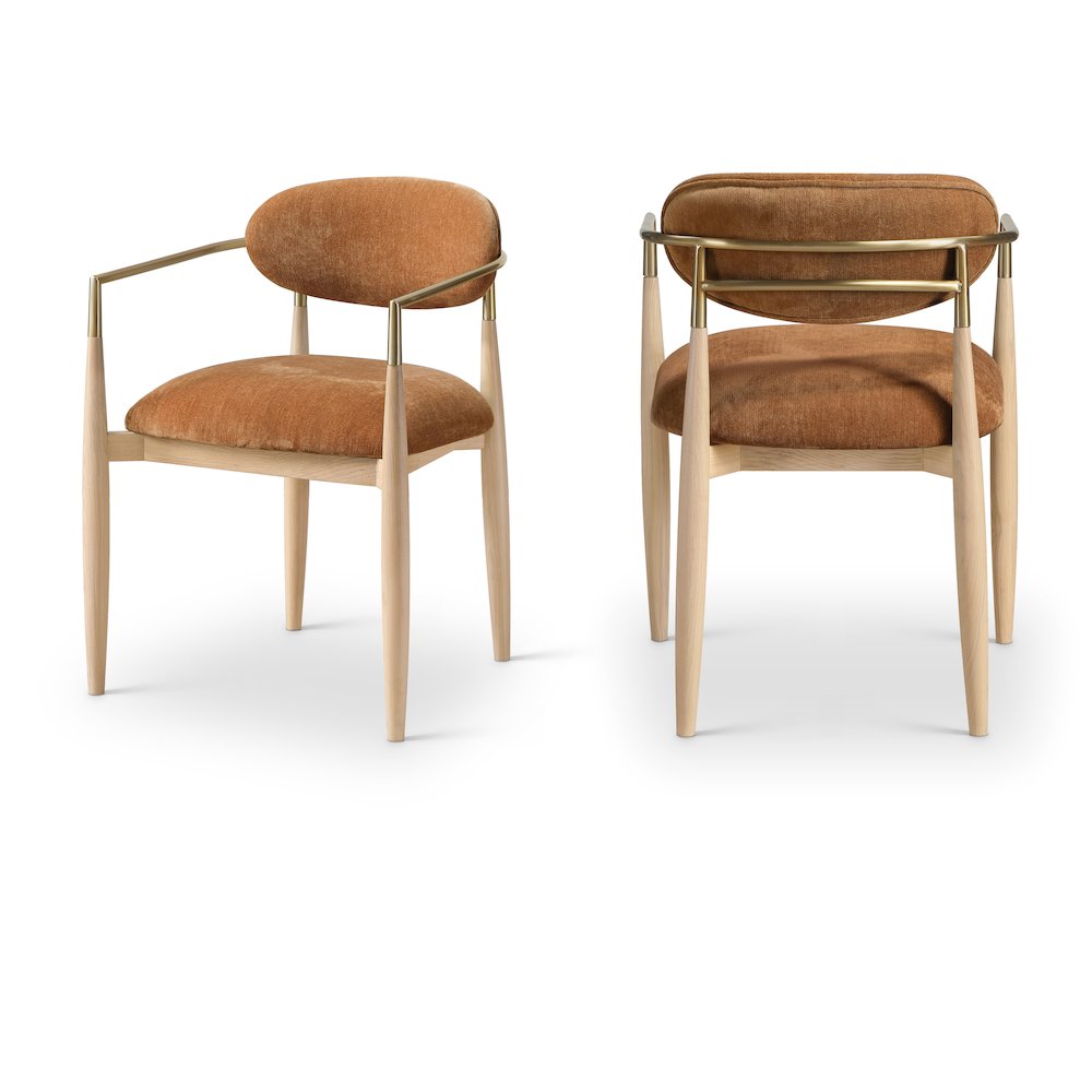 Riccio Cognac Performance Fabric Upholstered Dining Arm Chair, Set of 2