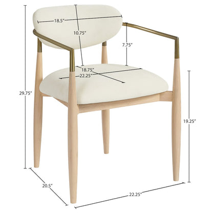 Riccio Cream Performance Fabric Upholstered Dining Arm Chair, Set of 2