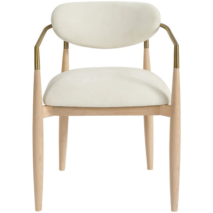 Riccio Cream Performance Fabric Upholstered Dining Arm Chair, Set of 2