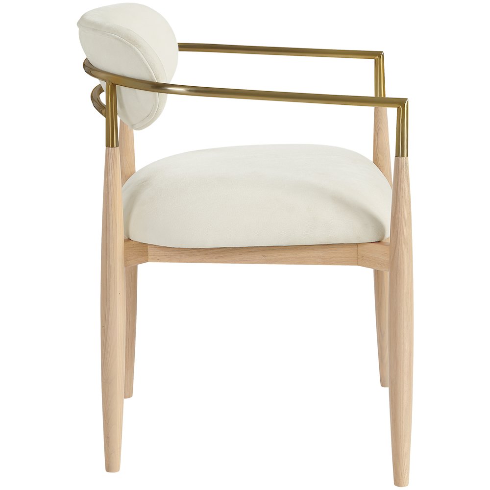 Riccio Cream Performance Fabric Upholstered Dining Arm Chair, Set of 2
