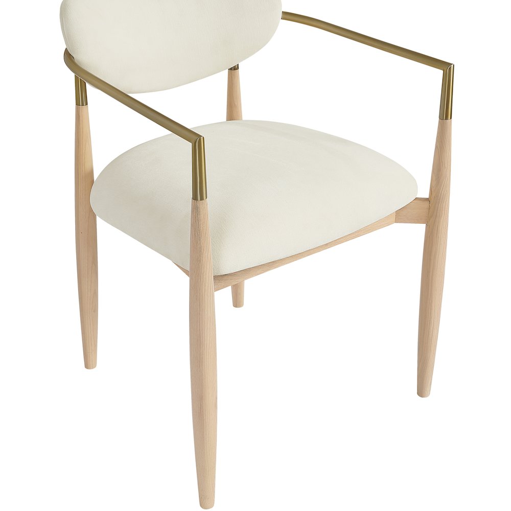Riccio Cream Performance Fabric Upholstered Dining Arm Chair, Set of 2