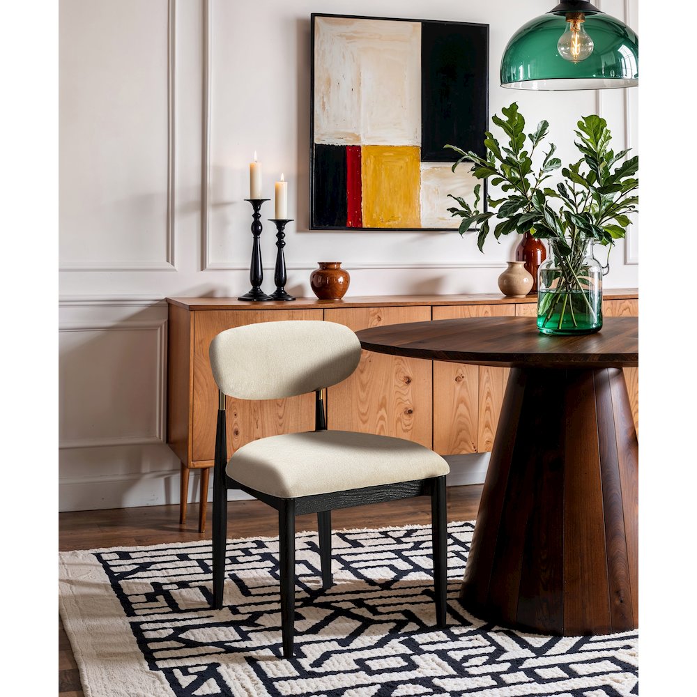 Riccio Beige Performance Fabric Upholstered Dining Side Chair, Set of 2