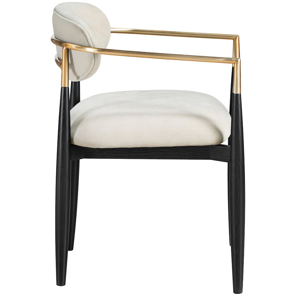 Riccio Cream Performance Fabric Upholstered Dining Arm Chair, Set of 2