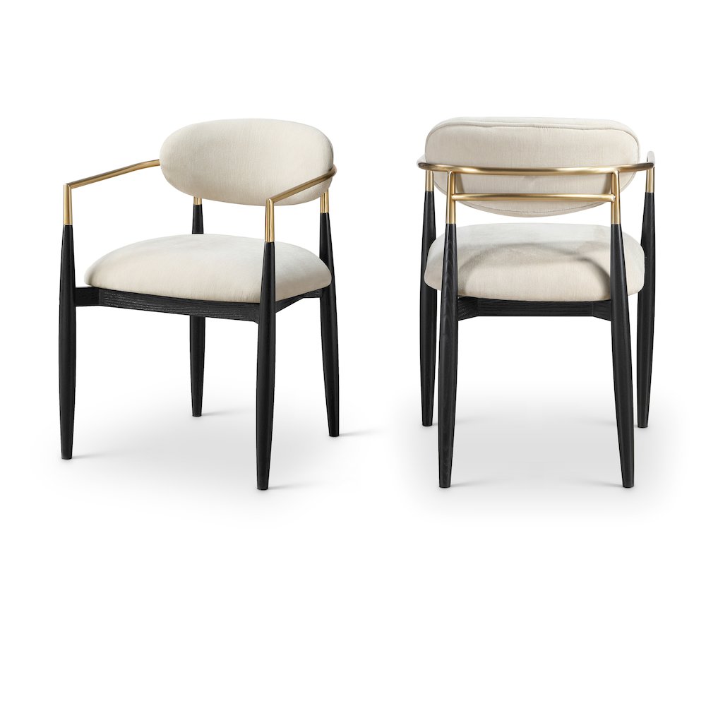 Riccio Cream Performance Fabric Upholstered Dining Arm Chair, Set of 2
