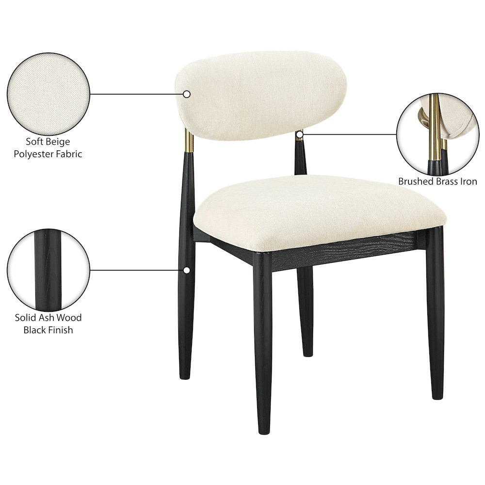 Riccio Cream Performance Fabric Upholstered Dining Side Chair, Set of 2