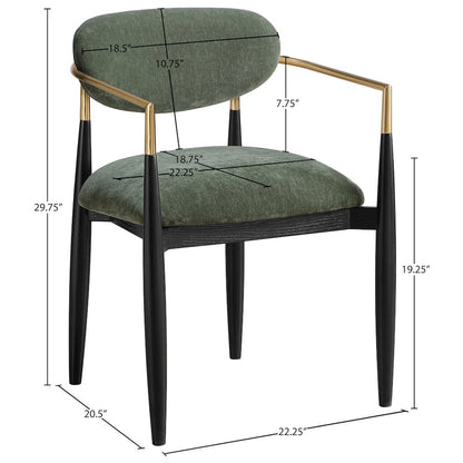 Riccio Olive Performance Fabric Upholstered Dining Arm Chair, Set of 2