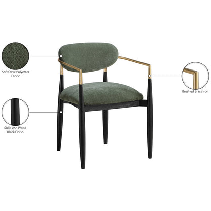 Riccio Olive Performance Fabric Upholstered Dining Arm Chair, Set of 2