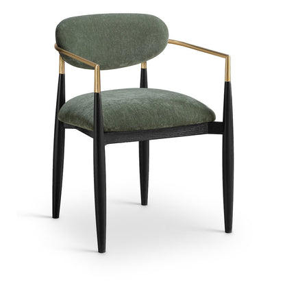 Riccio Olive Performance Fabric Upholstered Dining Arm Chair, Set of 2