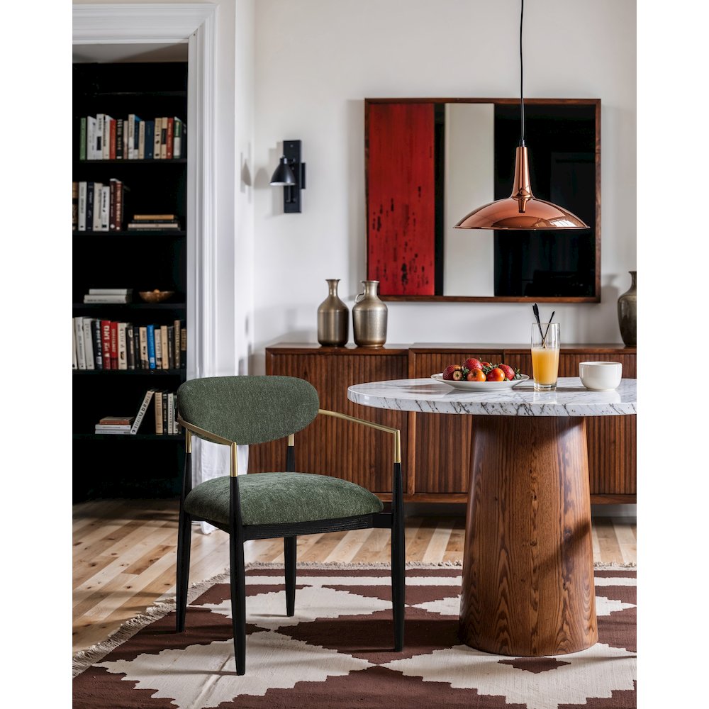 Riccio Olive Performance Fabric Upholstered Dining Arm Chair, Set of 2
