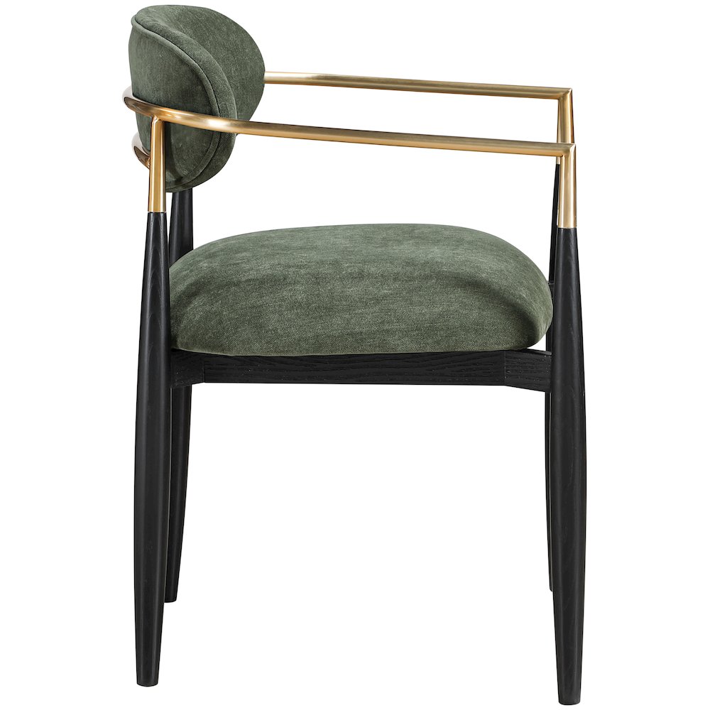 Riccio Olive Performance Fabric Upholstered Dining Arm Chair, Set of 2