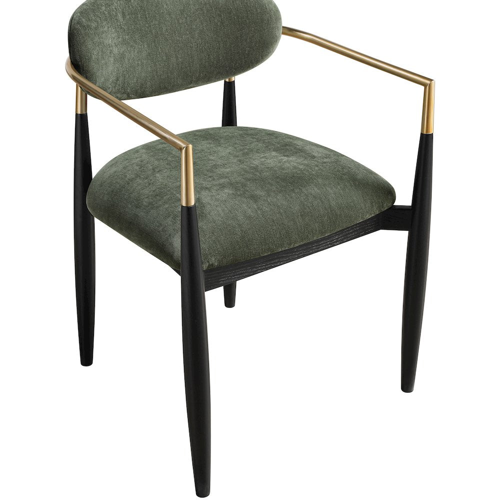 Riccio Olive Performance Fabric Upholstered Dining Arm Chair, Set of 2