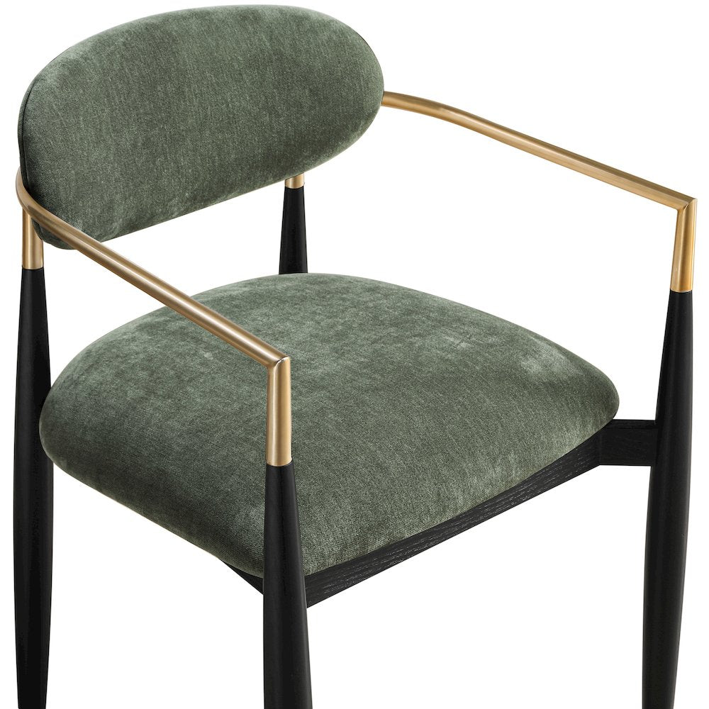 Riccio Olive Performance Fabric Upholstered Dining Arm Chair, Set of 2