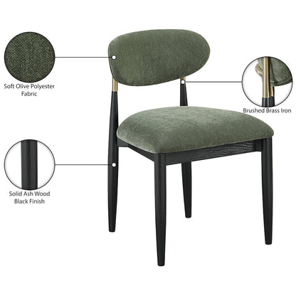 Riccio Olive Performance Fabric Upholstered Dining Side Chair, Set of 2