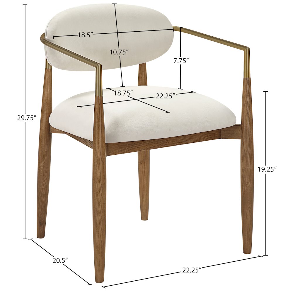 Riccio Beige Performance Fabric Upholstered Dining Arm Chair, Set of 2