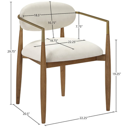 Riccio Beige Performance Fabric Upholstered Dining Arm Chair, Set of 2