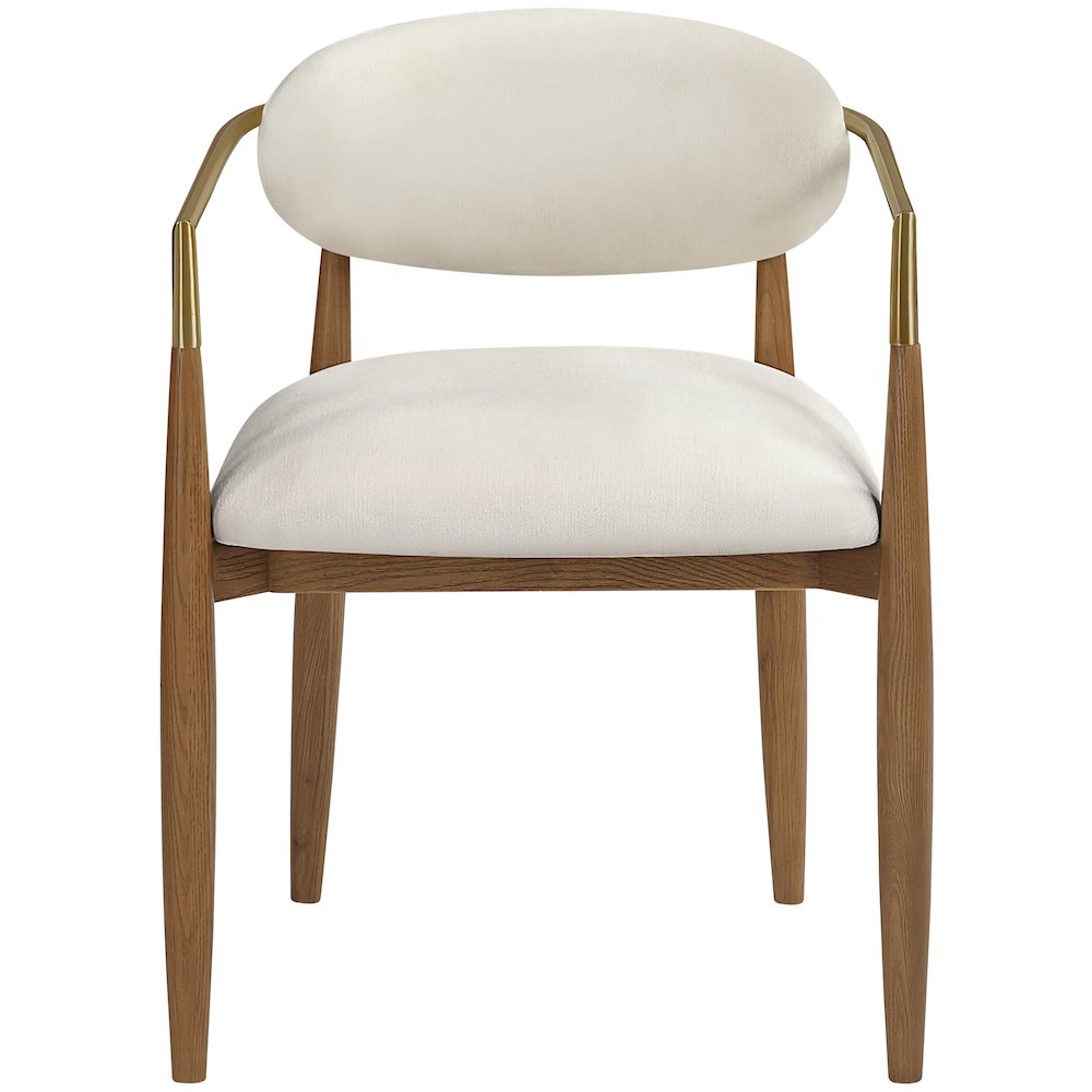 Riccio Beige Performance Fabric Upholstered Dining Arm Chair, Set of 2