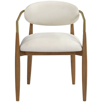 Riccio Beige Performance Fabric Upholstered Dining Arm Chair, Set of 2