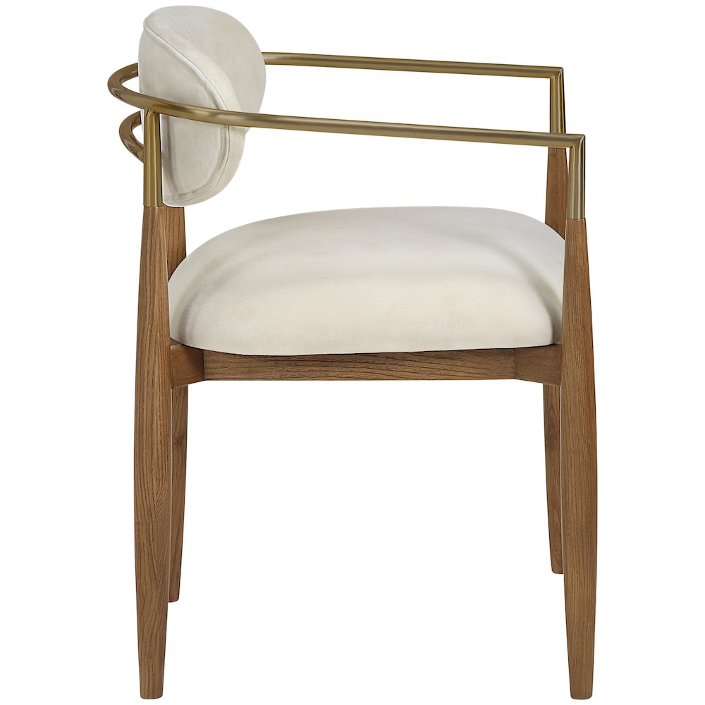 Riccio Beige Performance Fabric Upholstered Dining Arm Chair, Set of 2