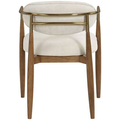 Riccio Beige Performance Fabric Upholstered Dining Arm Chair, Set of 2