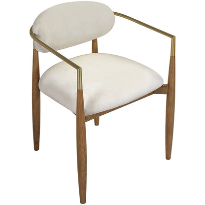 Riccio Beige Performance Fabric Upholstered Dining Arm Chair, Set of 2