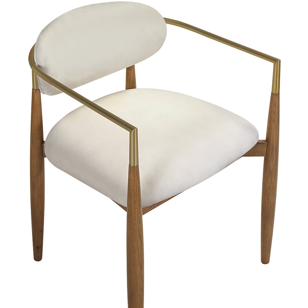 Riccio Beige Performance Fabric Upholstered Dining Arm Chair, Set of 2