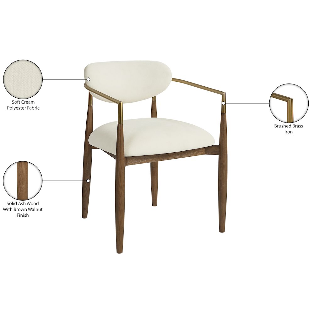 Riccio Cream Performance Fabric Upholstered Dining Arm Chair, Set of 2