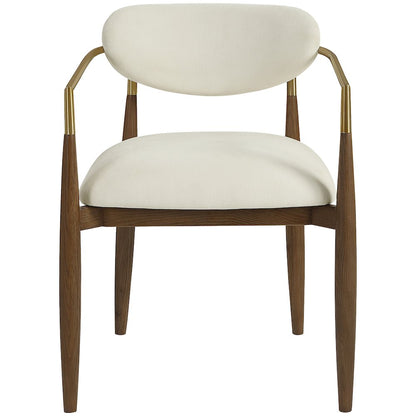 Riccio Cream Performance Fabric Upholstered Dining Arm Chair, Set of 2
