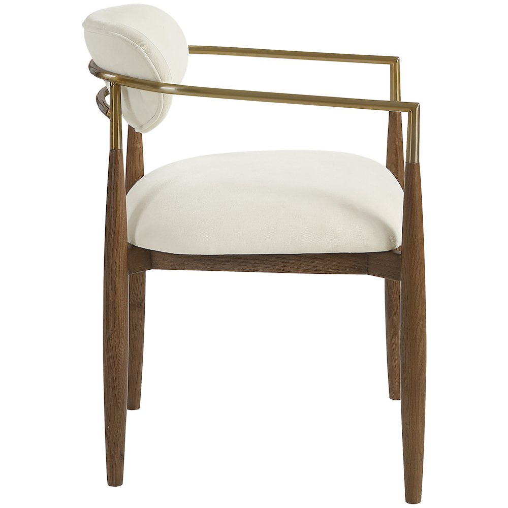 Riccio Cream Performance Fabric Upholstered Dining Arm Chair, Set of 2