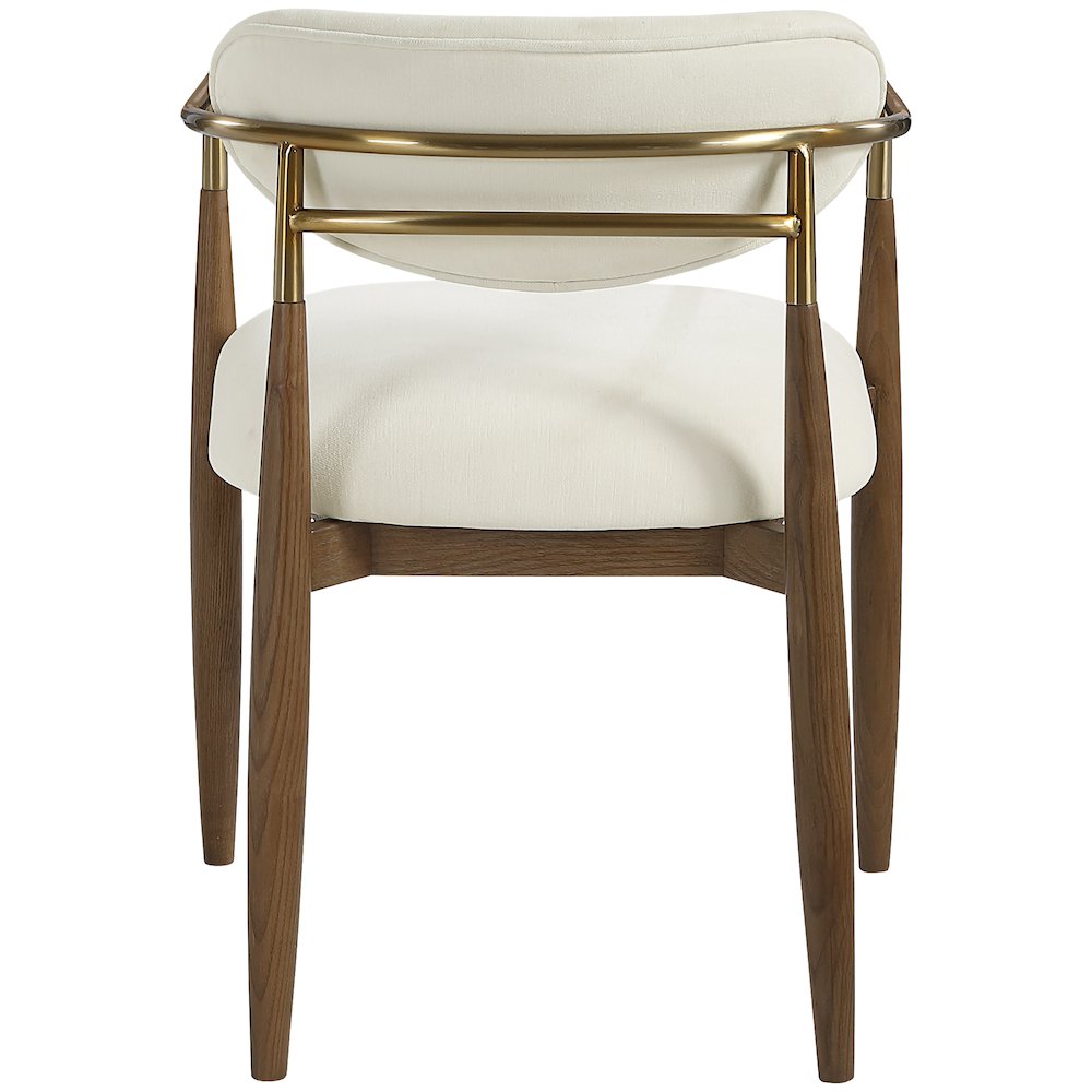 Riccio Cream Performance Fabric Upholstered Dining Arm Chair, Set of 2