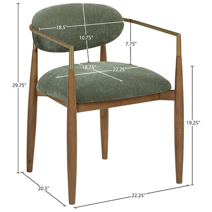 Riccio Olive Performance Fabric Upholstered Dining Arm Chair, Set of 2