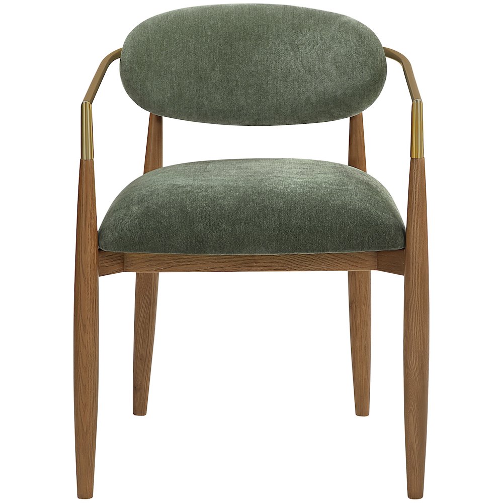 Riccio Olive Performance Fabric Upholstered Dining Arm Chair, Set of 2
