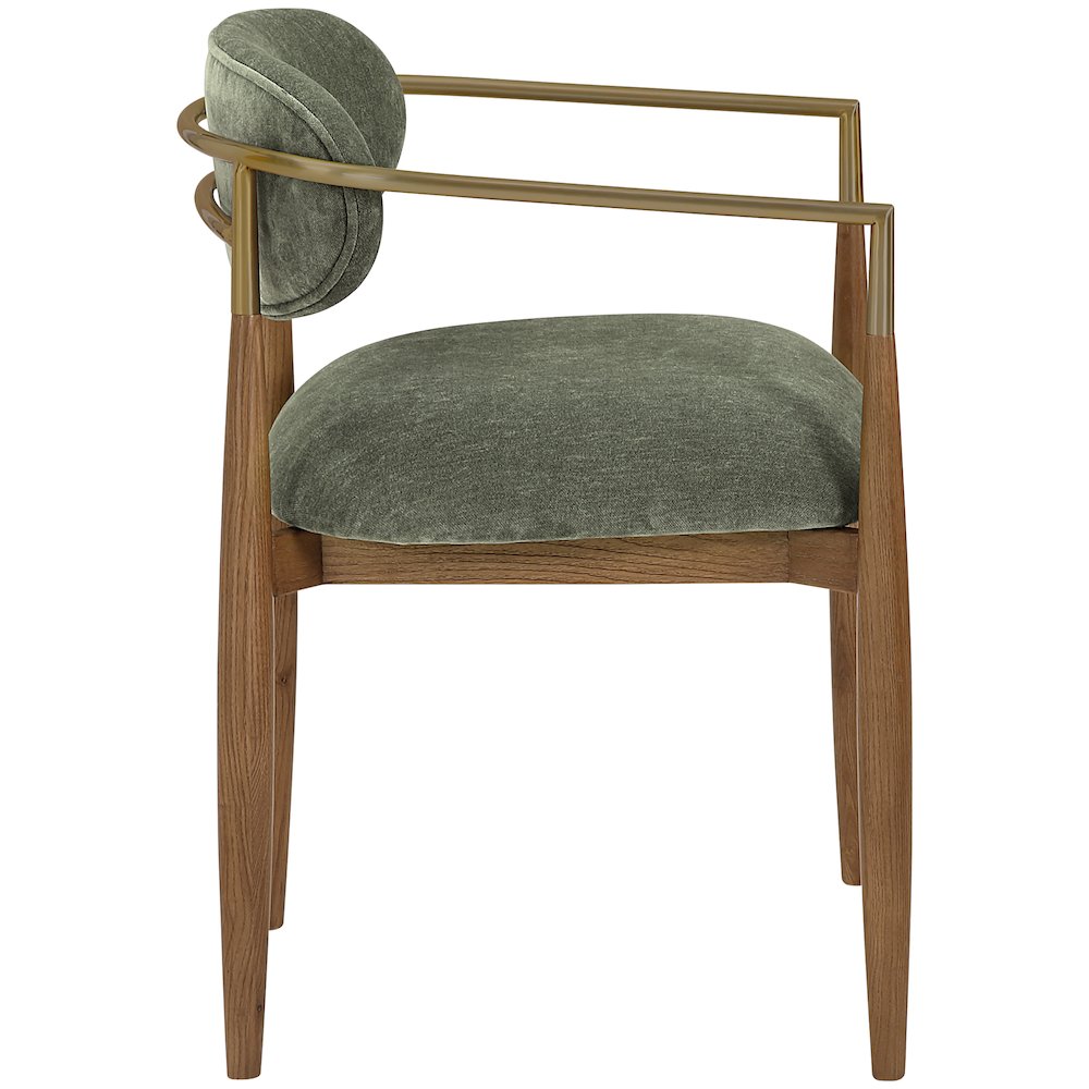 Riccio Olive Performance Fabric Upholstered Dining Arm Chair, Set of 2
