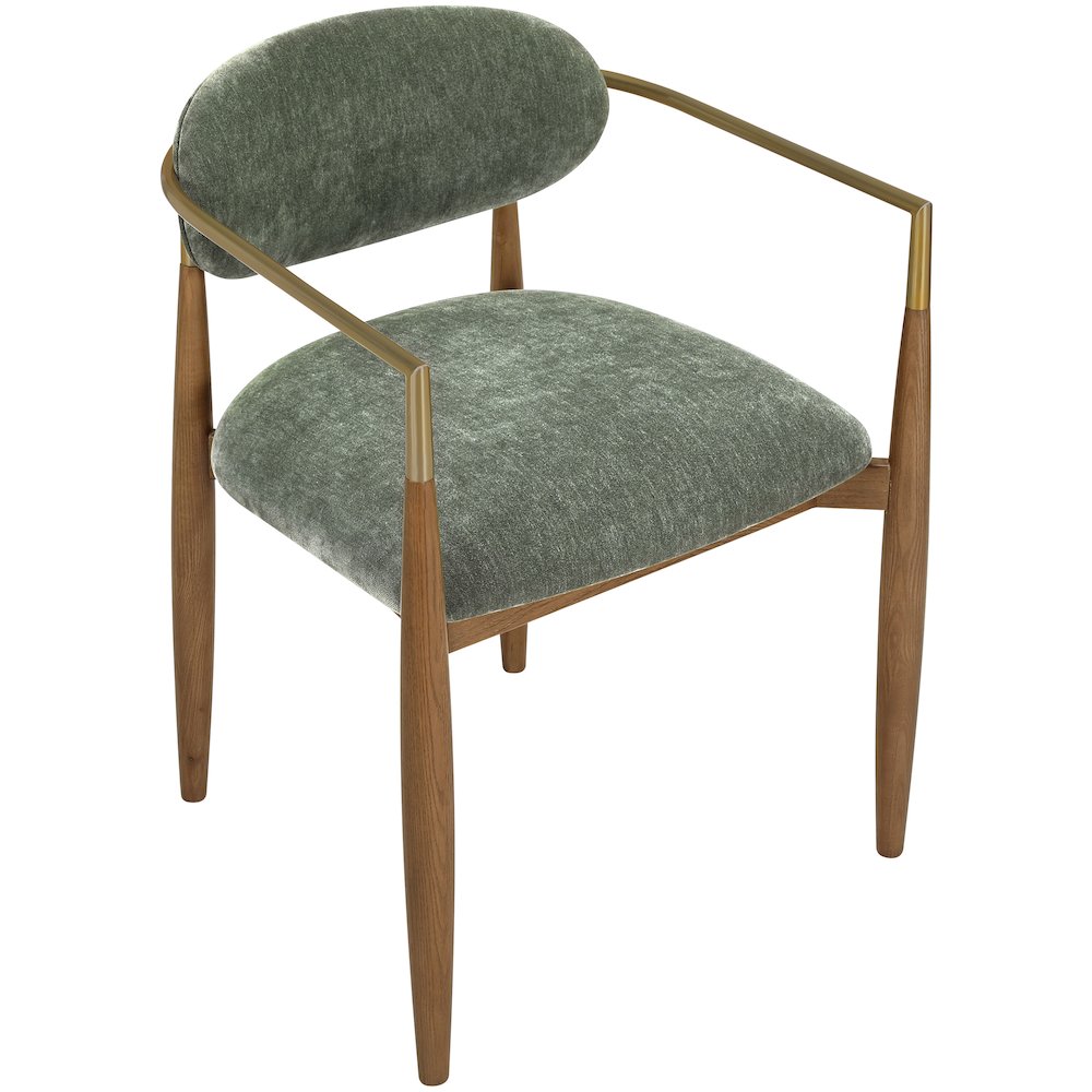 Riccio Olive Performance Fabric Upholstered Dining Arm Chair, Set of 2