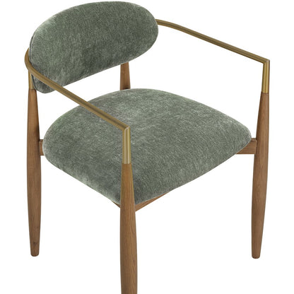 Riccio Olive Performance Fabric Upholstered Dining Arm Chair, Set of 2
