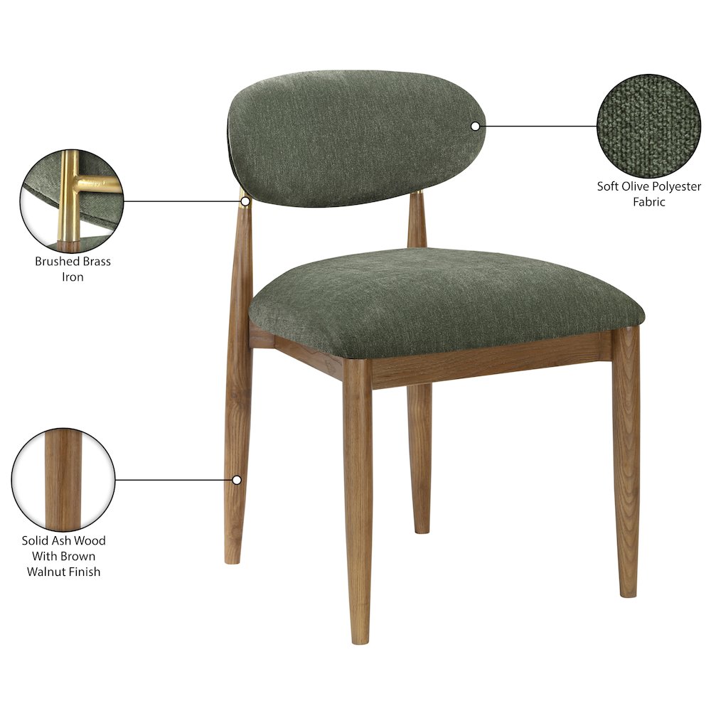 Riccio Olive Performance Fabric Upholstered Dining Side Chair, Set of 2