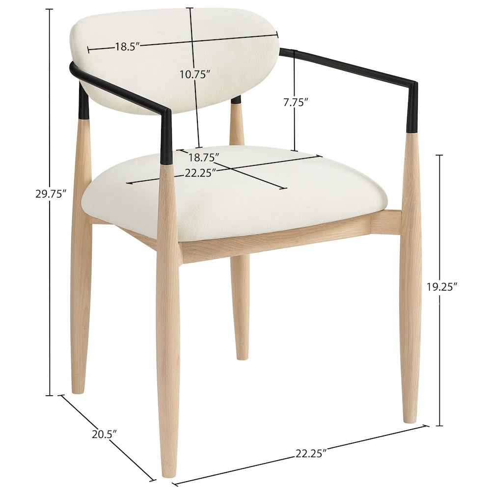 Riccio Cream Performance Fabric Upholstered Dining Arm Chair, Set of 2