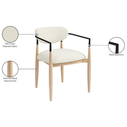 Riccio Cream Performance Fabric Upholstered Dining Arm Chair, Set of 2