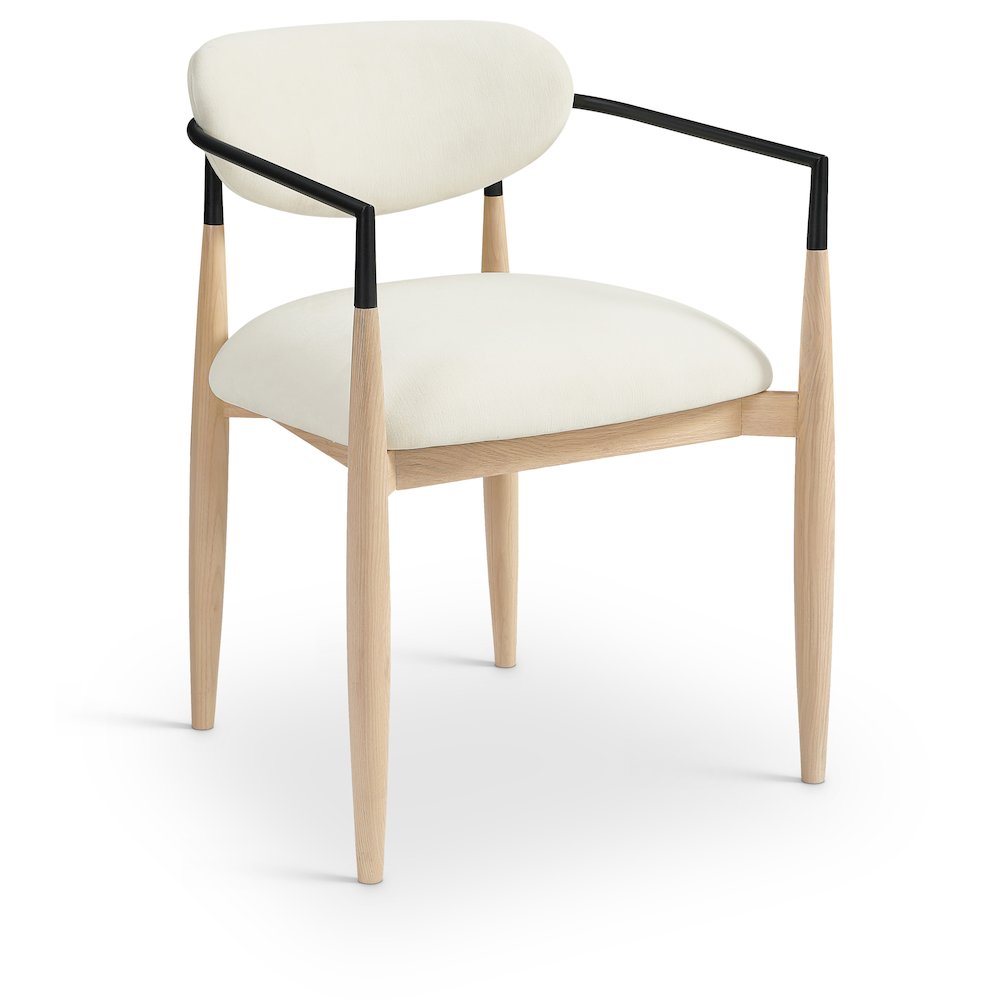 Riccio Cream Performance Fabric Upholstered Dining Arm Chair, Set of 2