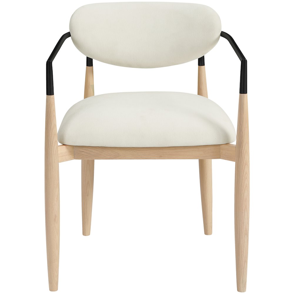 Riccio Cream Performance Fabric Upholstered Dining Arm Chair, Set of 2