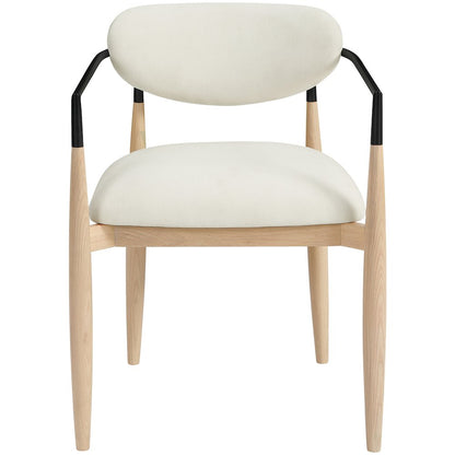 Riccio Cream Performance Fabric Upholstered Dining Arm Chair, Set of 2
