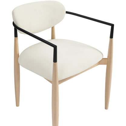 Riccio Cream Performance Fabric Upholstered Dining Arm Chair, Set of 2