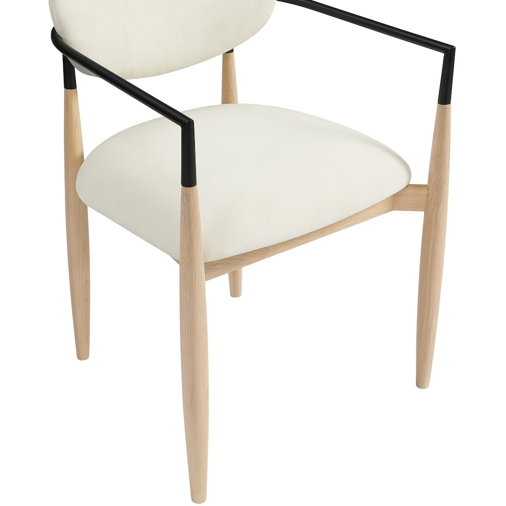 Riccio Cream Performance Fabric Upholstered Dining Arm Chair, Set of 2