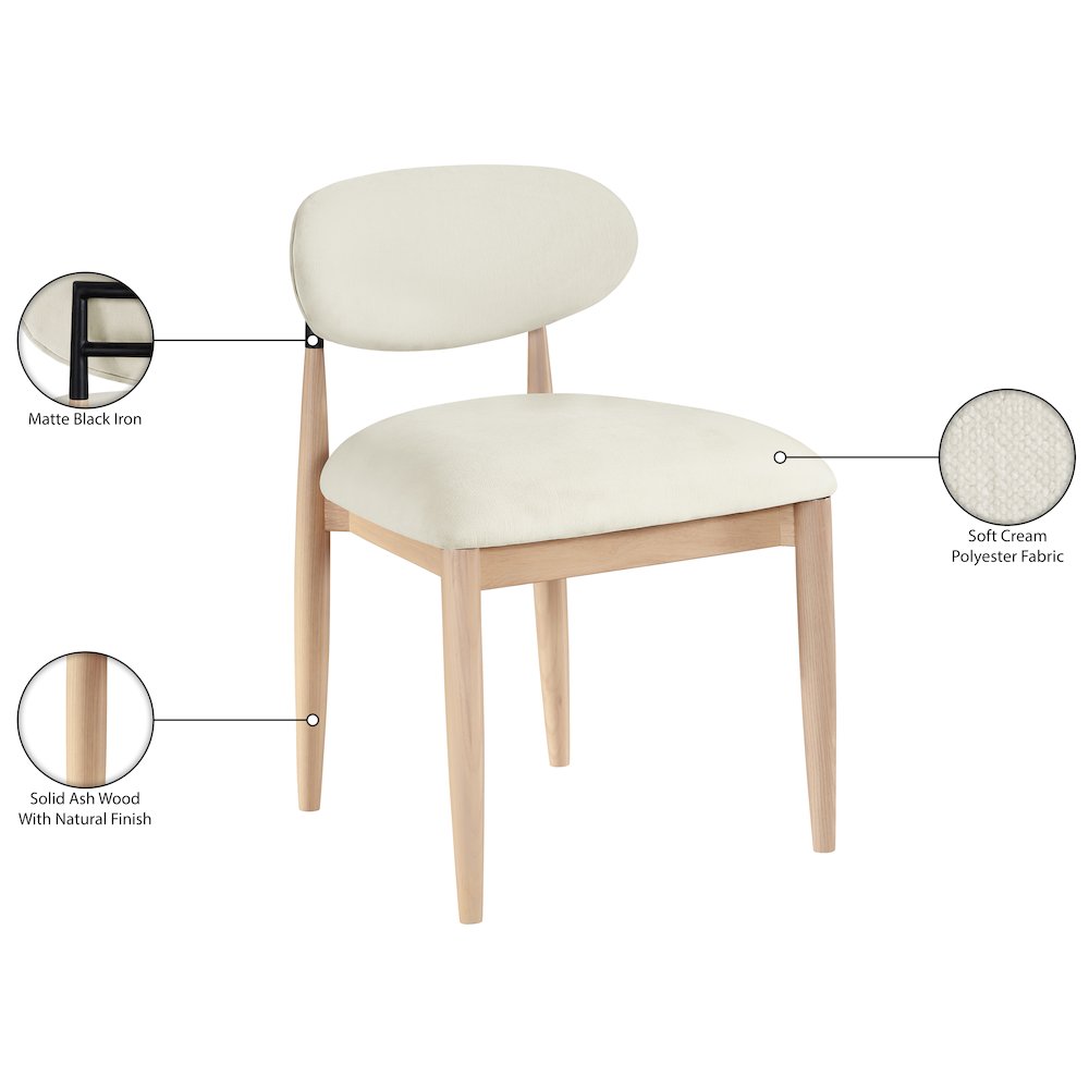 Riccio Cream Performance Fabric Upholstered Dining Side Chair, Set of 2