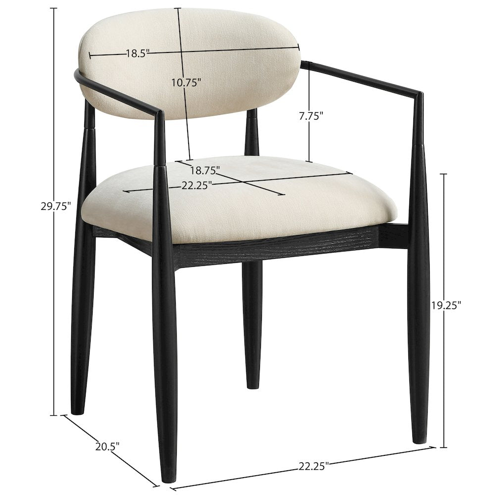 Riccio Beige Performance Fabric Upholstered Dining Arm Chair, Set of 2