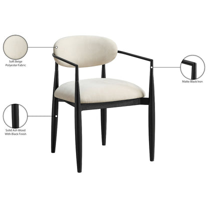 Riccio Beige Performance Fabric Upholstered Dining Arm Chair, Set of 2
