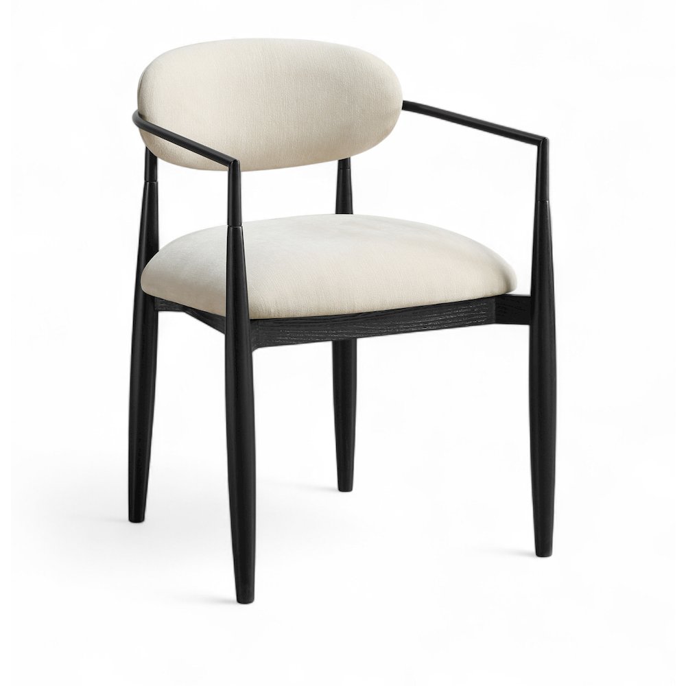 Riccio Beige Performance Fabric Upholstered Dining Arm Chair, Set of 2