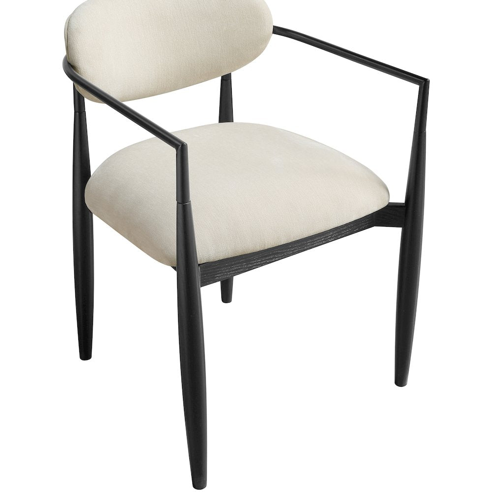 Riccio Beige Performance Fabric Upholstered Dining Arm Chair, Set of 2