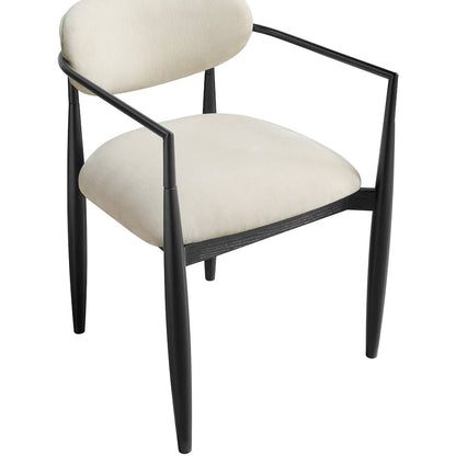 Riccio Beige Performance Fabric Upholstered Dining Arm Chair, Set of 2